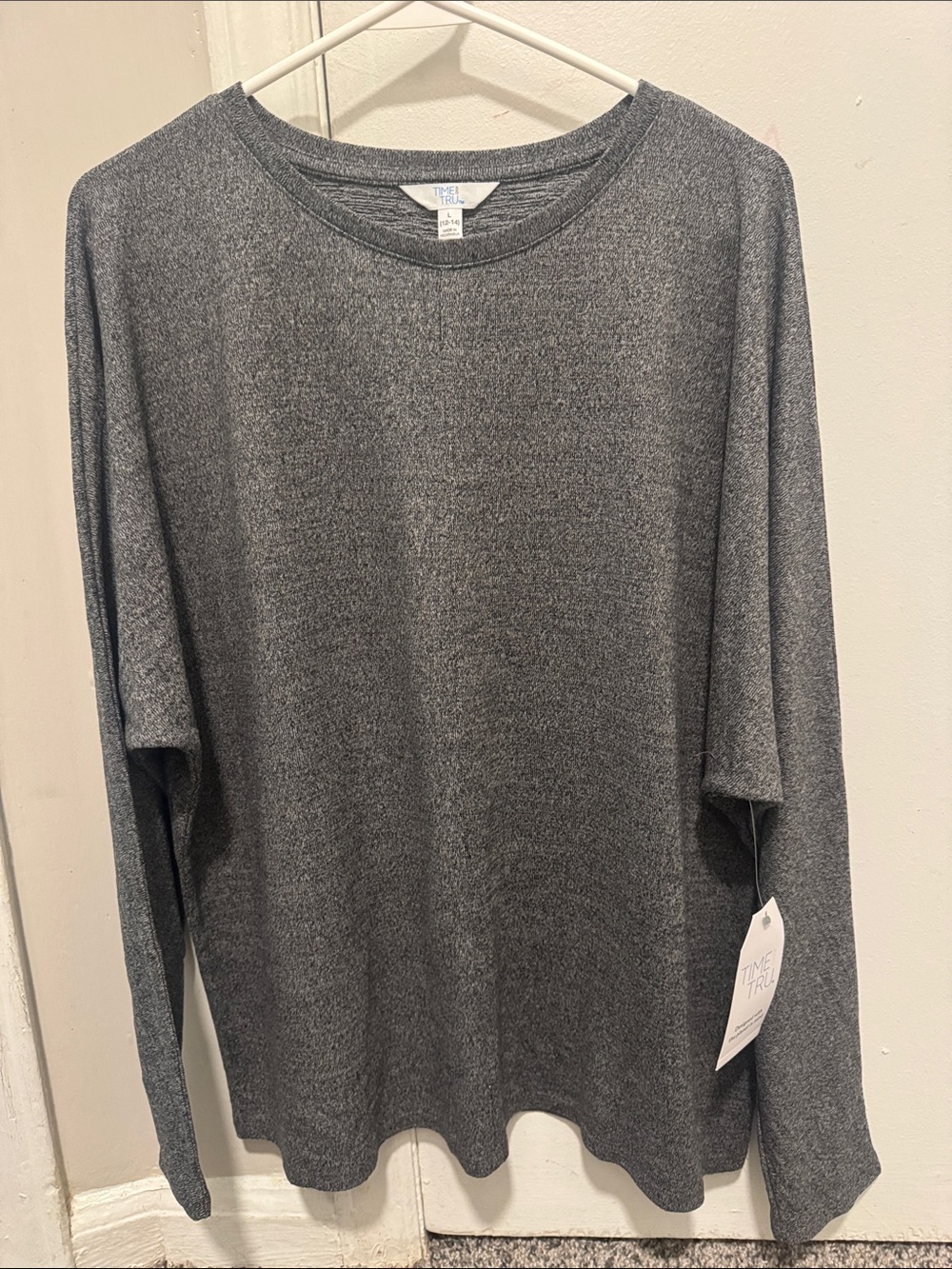 Time and Tru Men’s Long-Sleeve Crew Neck Shirt - Heather Gray